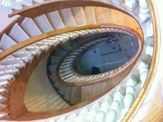 wooden curved staircase
