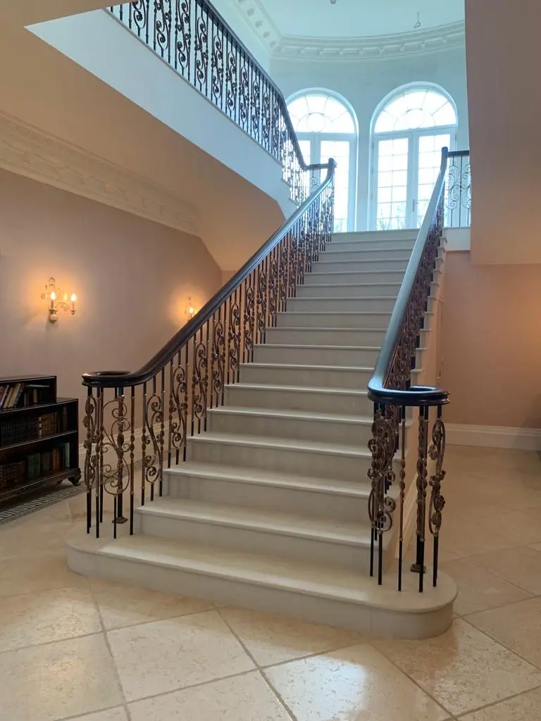 wooden curved staircase