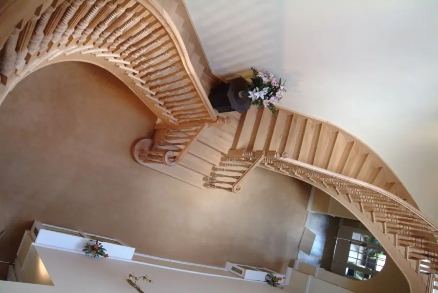wooden curved staircase