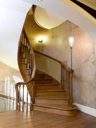 wooden curved staircase