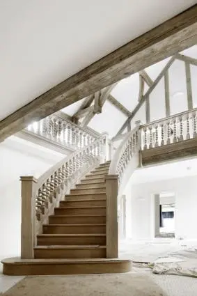 curved floating staircase