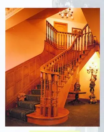 wooden curved staircase