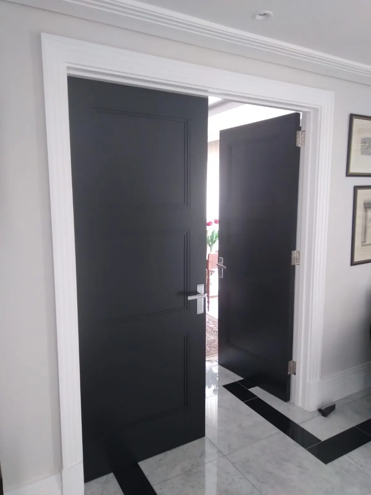 Ebonised pair of panelled doors doors internal