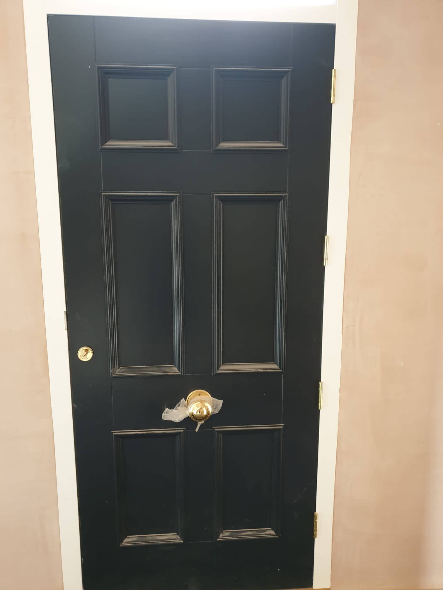Hardwood painted bolection moulded six panel front door